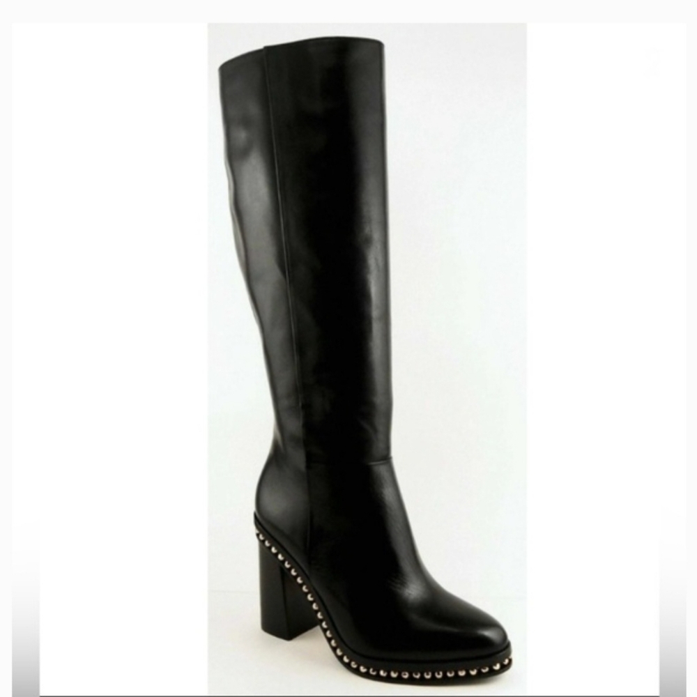 Coach Justina Runway Black Leather Tall Boots